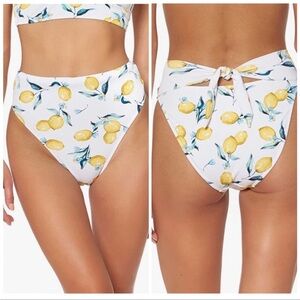 NWOT Jessica Simpson Lemon Print Swimsuit Bikini bottom Medium